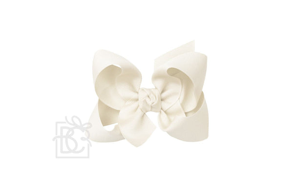 Grosgrain Bow On Clip- Antique White