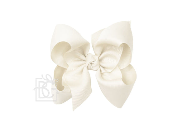 Grosgrain Bow On Clip- Antique White