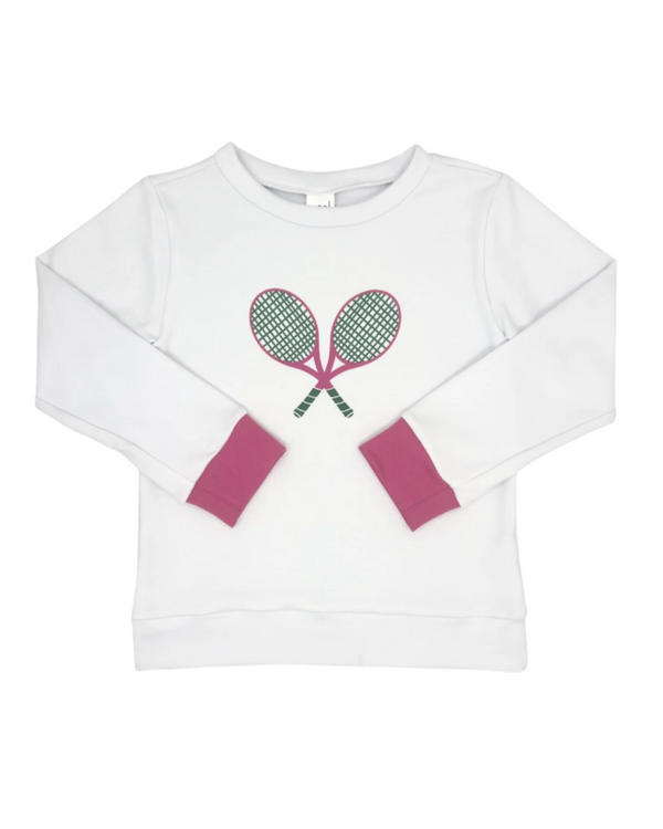 Alex Sweatshirt- Tennis Racquets, Daisy White