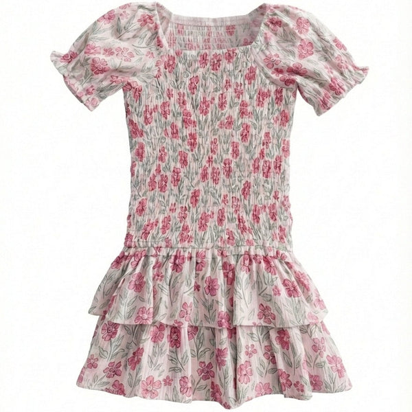 Woodblock Floral Mirrorball Dress