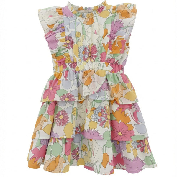 Festive Floral Rebecca Ruffle Dress