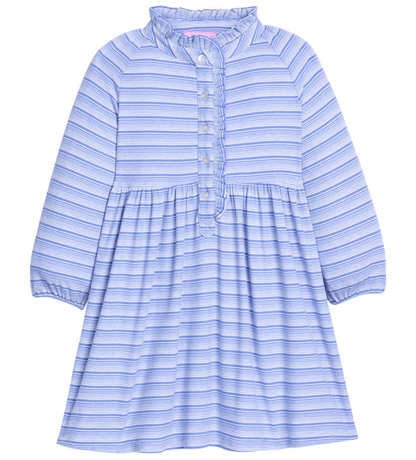 Amelia Dress- Blue Sparkle Stripe