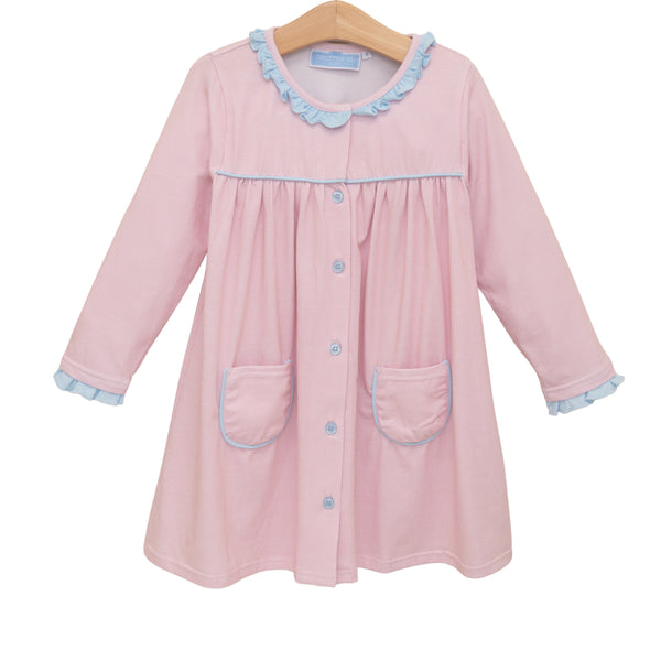 Amelia Dress- Light Pink Microgingham/Light Blue