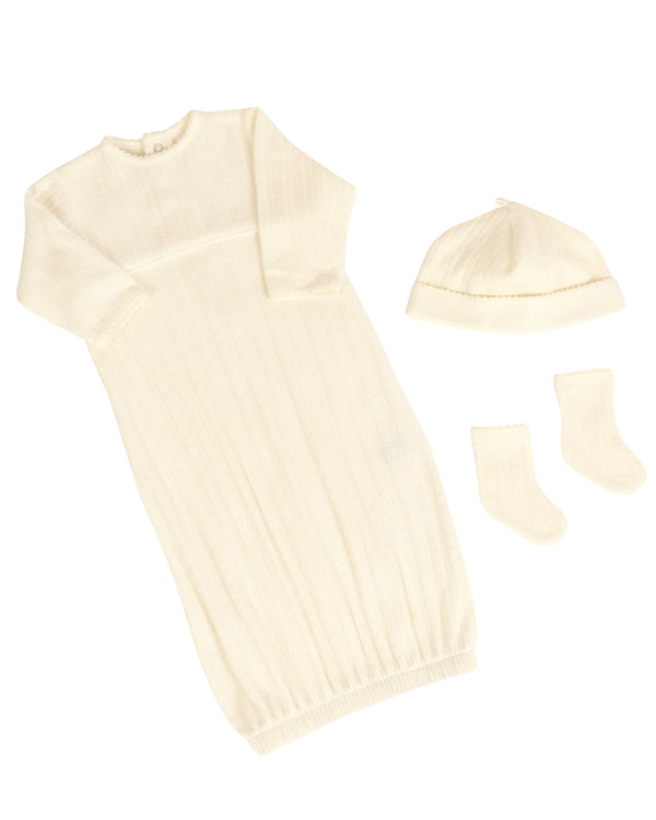 Amory Gift Set - Daygown, Cap & Socks - Cream *Gold Collection