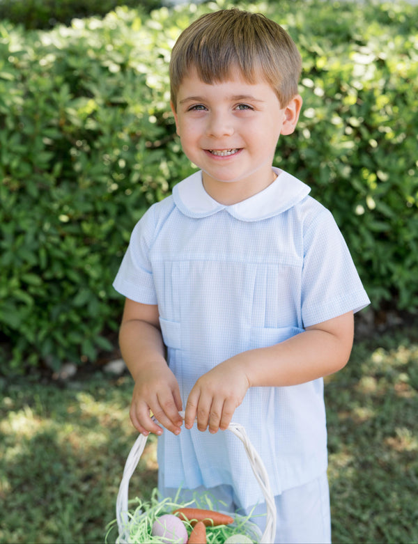 Andrew Short Set- Baker Blue Mini Gingham