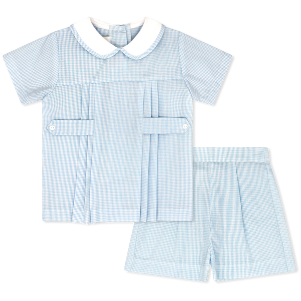 Andrew Short Set- Baker Blue Mini Gingham