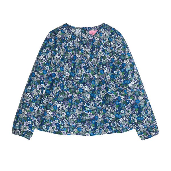 Anita Top- Brookline Blossoms Blue