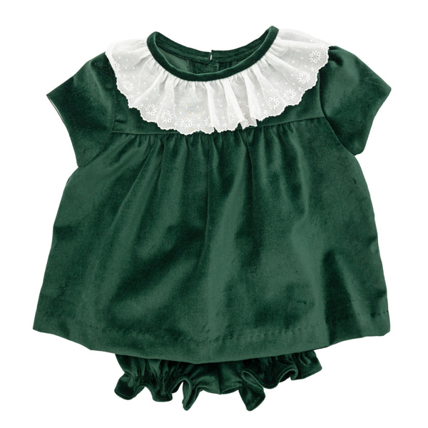 Claire Lace Bloomer Set- Hunter Green Velvet