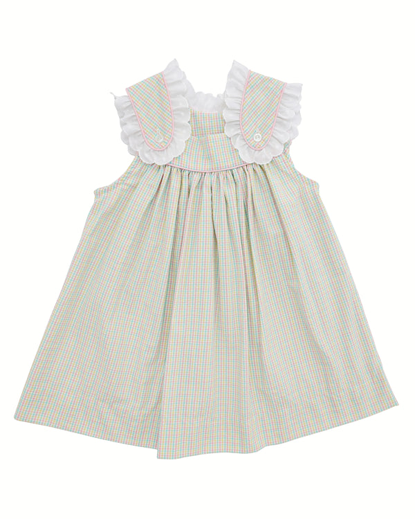 Haley Ruffle Dress- Pastel Plaid