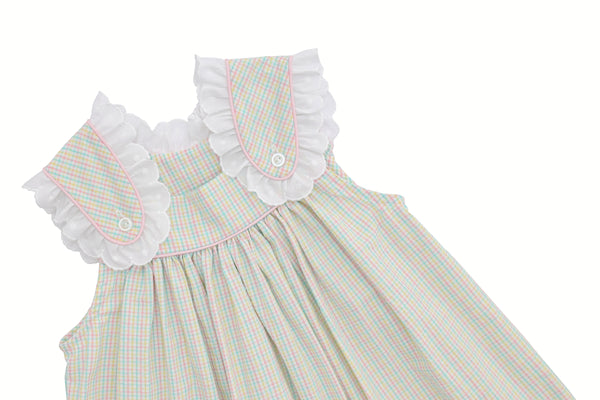 Haley Ruffle Dress- Pastel Plaid