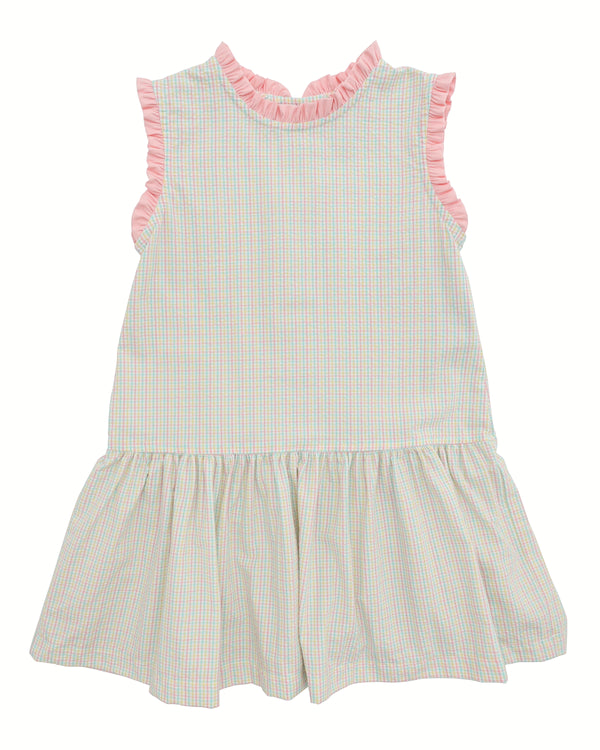 Dropwaist Ruffle Dress- Pastel Plaid