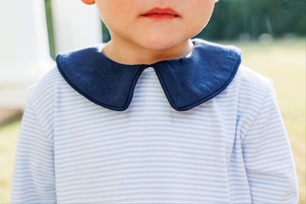 Archie Bloomer Pant Set- Light Blue Stripe/Navy