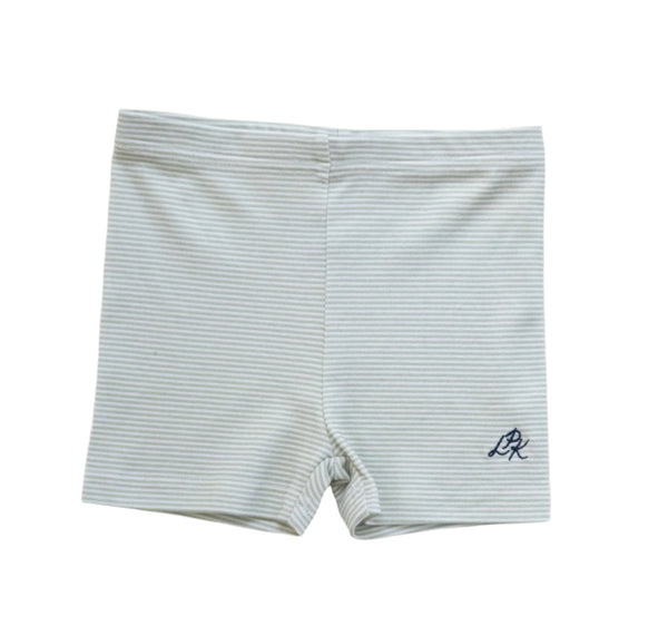 Arden Playground Shorts- Sage Green Stripe