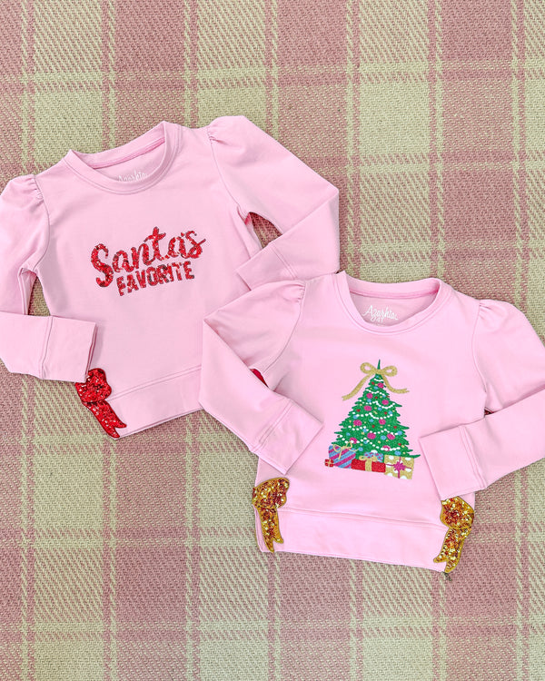 Holly Christmas Tree in Glitter- Pink