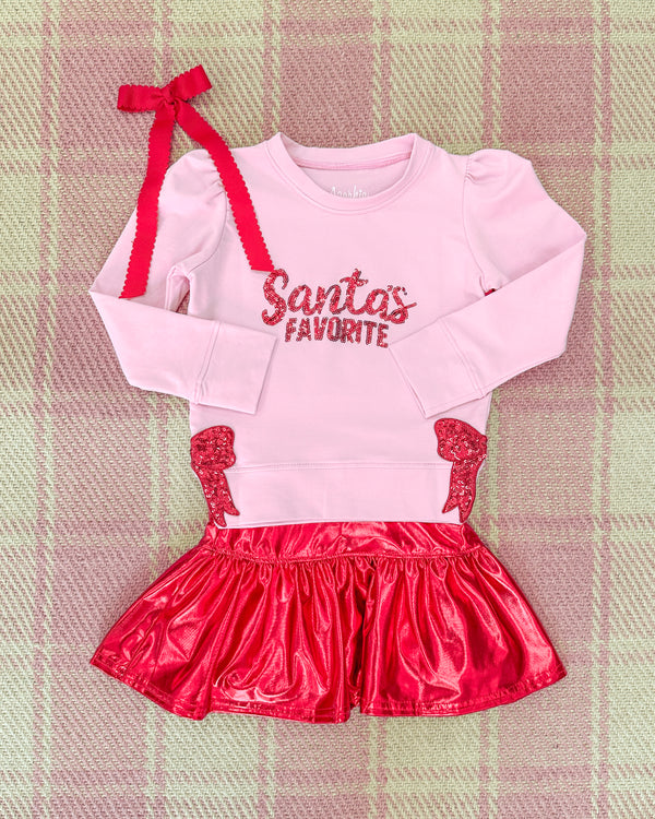 Slick Metallic Gathered Skort- Red