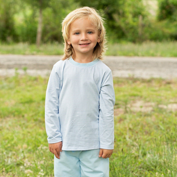 James Long Sleeve Shirt- Light Blue Stripe