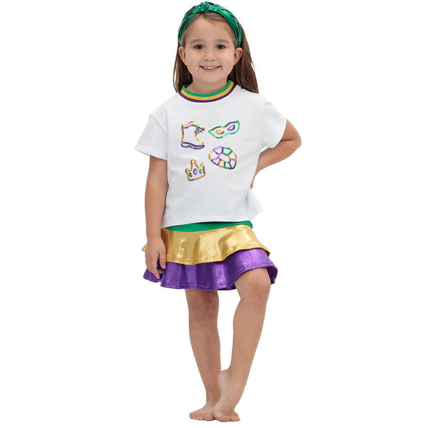 Mardi Gras Sequin Elements Boxy T
