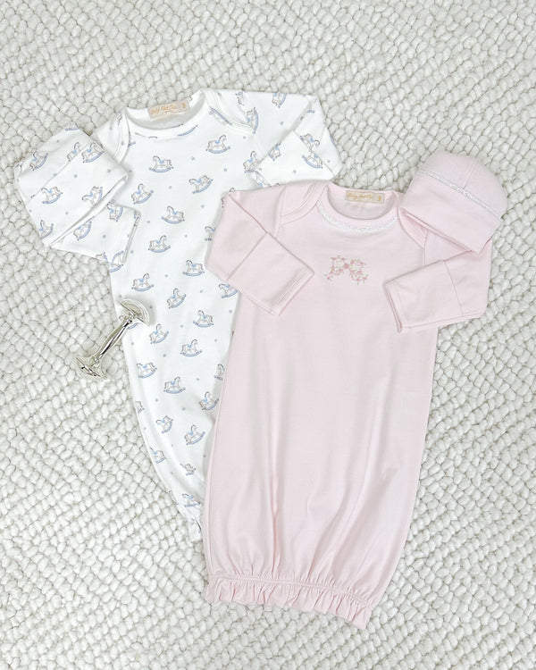 Tiny Rocking Horse Printed Gown & Hat Set