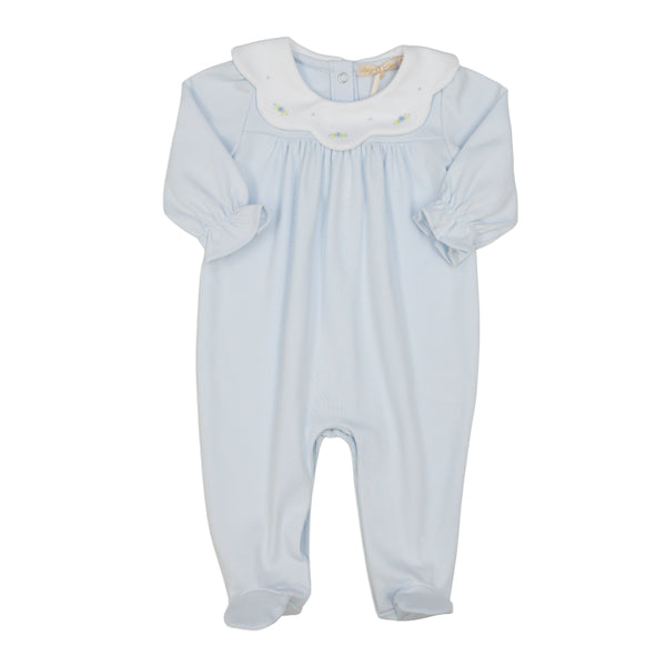 Sweet Roses Embroidered Collared Footie