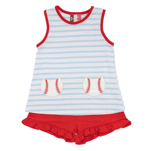 Hey Batter Batter Ruffle Short Set