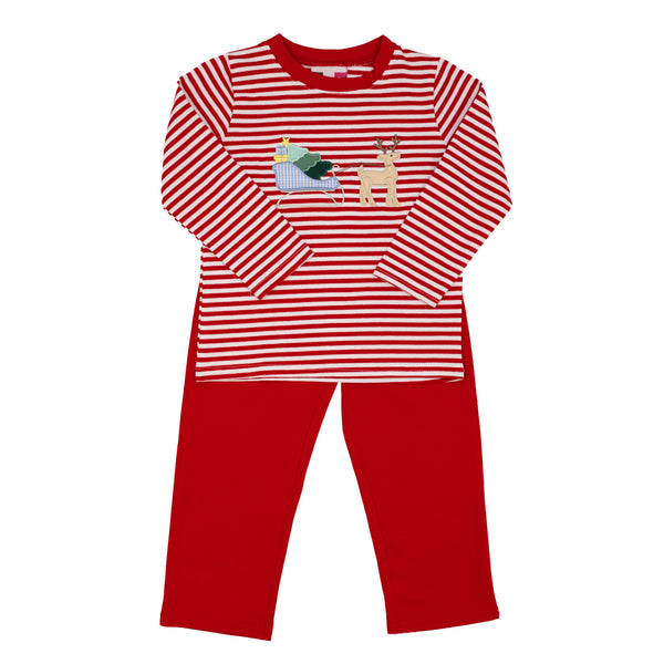 Christmas Sleigh Applique Pant Set