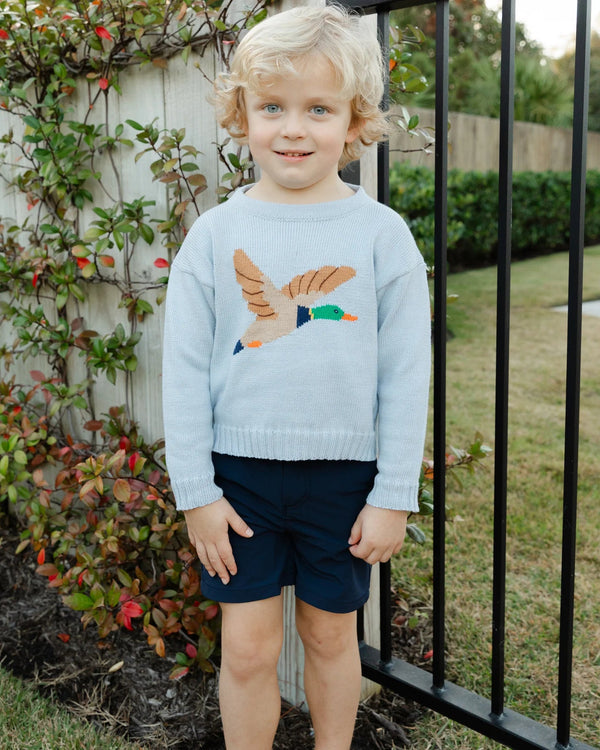Crew Neck Sweater- Duck on Grey