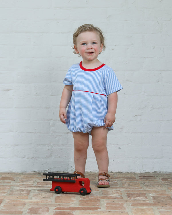 Bentley Bubble- Cornflower Stripe/Red