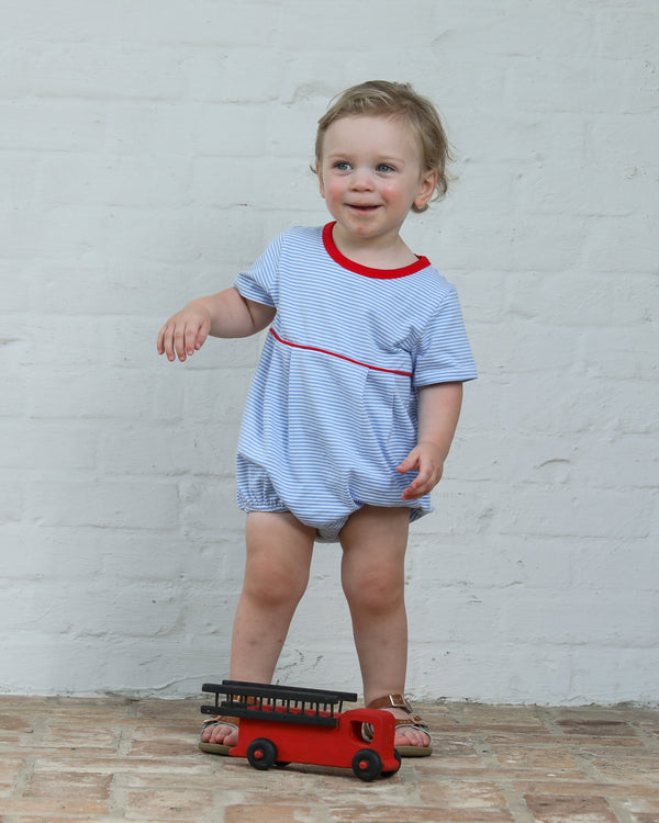 Bentley Bubble- Cornflower Stripe/Red