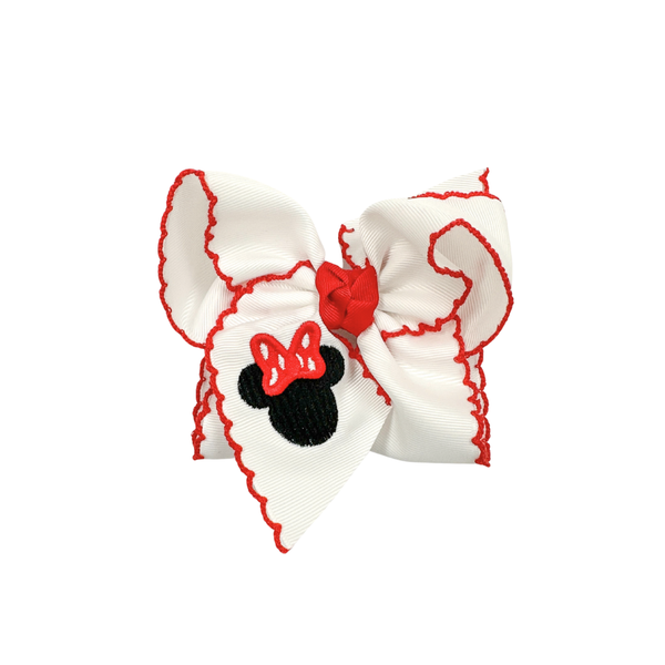 Embroidered Mouse Bow W/ Red Knot (5.5")
