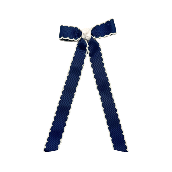 Flat Bow w/ 7" Streamers- Navy/White