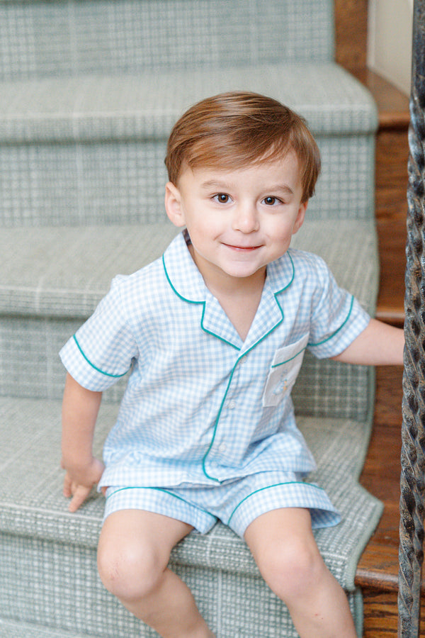 Bitsy Blue Gingham Easter Short Set