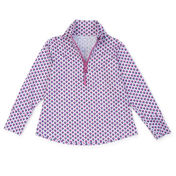Blair Performance Pullover- Boho Floral Hot Pink Navy