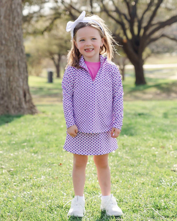 Blair Performance Pullover- Boho Floral Hot Pink Navy