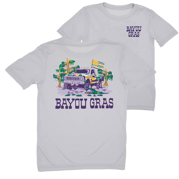 Mardi Gras Swamp Truck Grey Dri-Fit Shirt