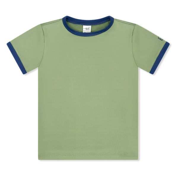 Bradley Basic Tee- Pistachio Green, Baton Rouge Blue
