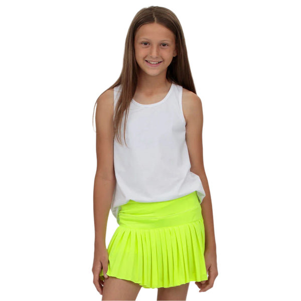 Mini Pleated Skort- Solid Neon Yellow