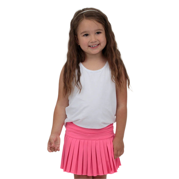 Mini Pleated Skort- Solid Neon Pink