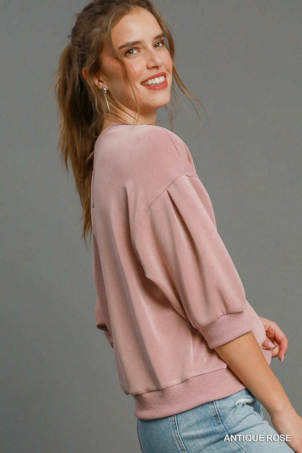 Crew Neck Pants Set- Antique Rose