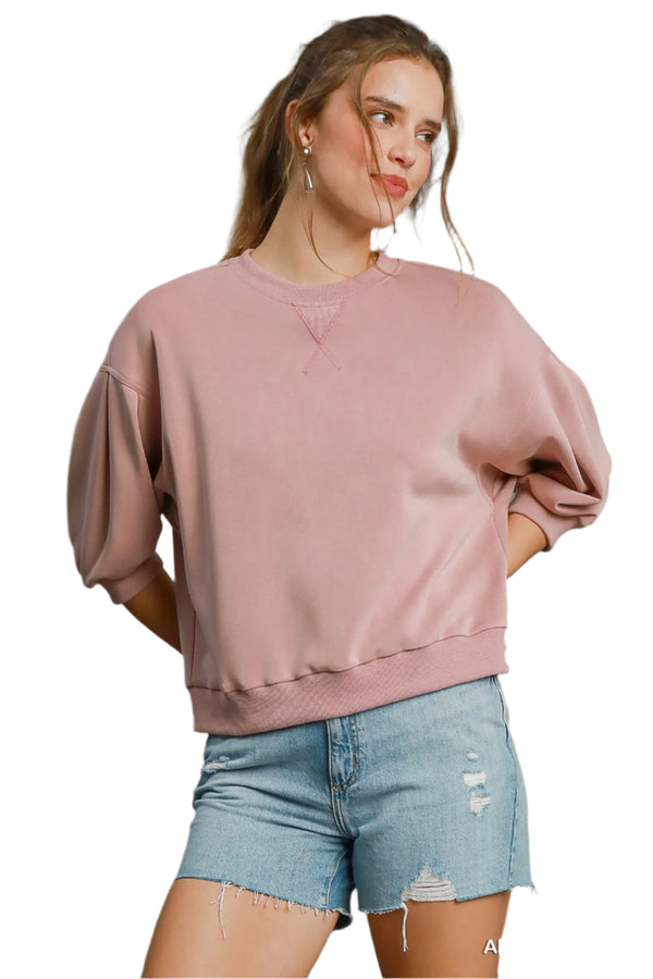 Crew Neck Pants Set- Antique Rose