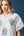 Striped Puff Sleeve Embroidered Dress- Lt. Blue