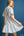 Striped Puff Sleeve Embroidered Dress- Lt. Blue
