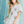 Striped Puff Sleeve Embroidered Dress- Lt. Blue