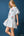 Striped Puff Sleeve Embroidered Dress- Lt. Blue