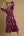 Floral Print V Neck Dress W/ Ruffled Details- Plum Mix