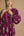 Floral Print V Neck Dress W/ Ruffled Details- Plum Mix