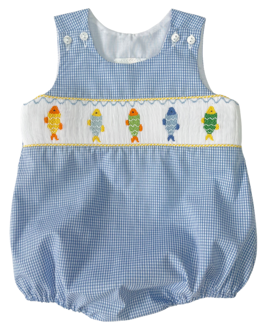 Fish Smocked Sleeveless Bubble