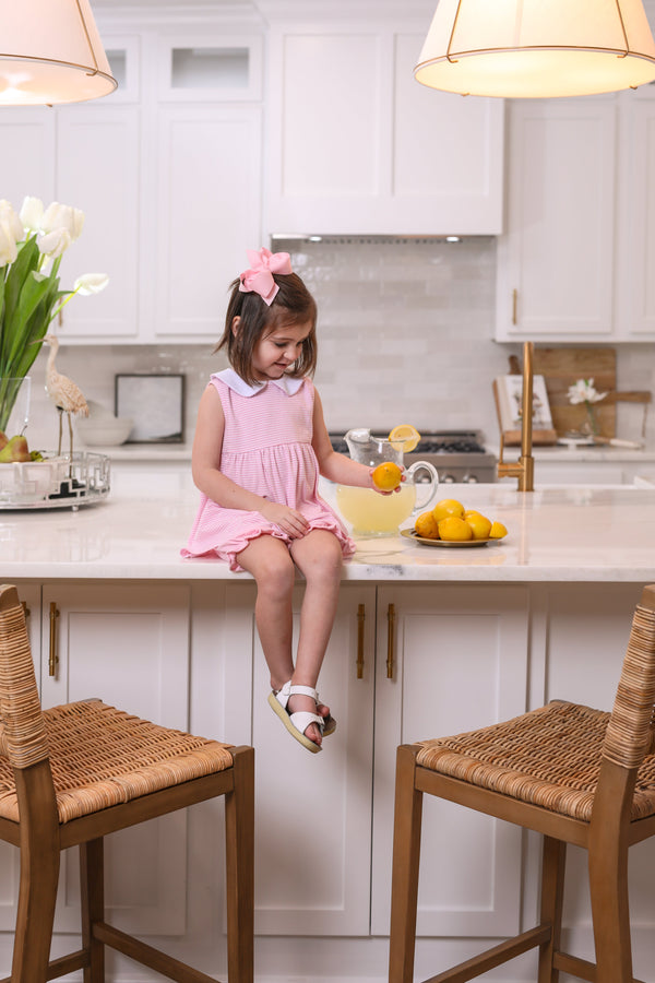 Charlotte Sleeveless Bloomer Set- Light Pink Stripe