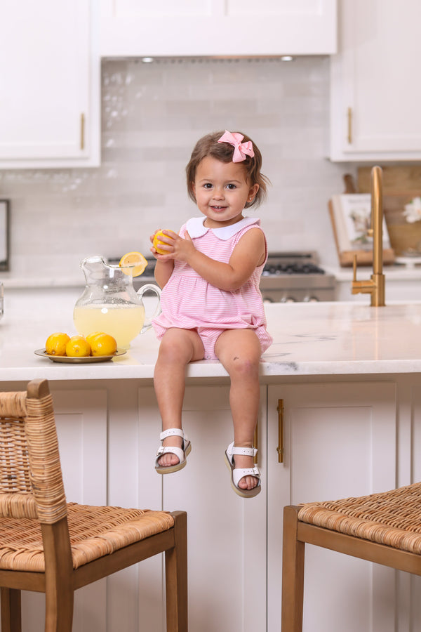 Charlotte Sleeveless Bubble- Light Pink Stripe