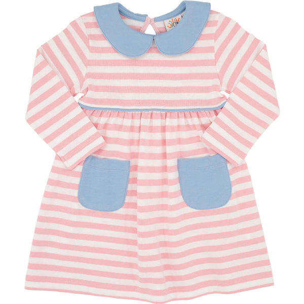 Stripe Pocket Dress- Lt. Pink/White