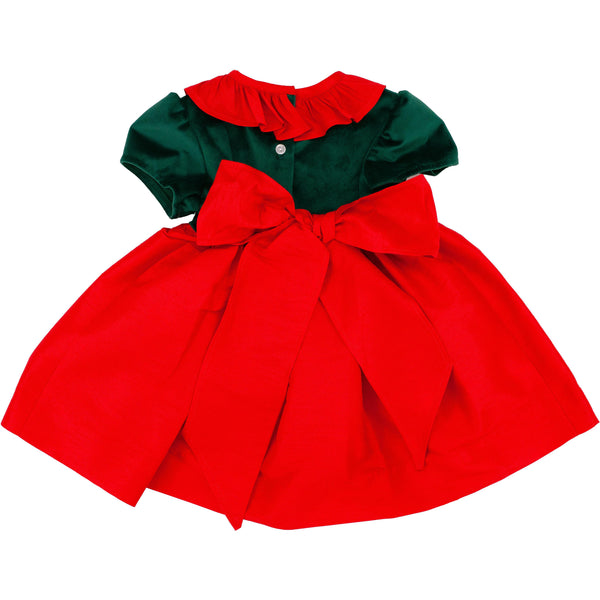 Red W/ Green Velvet Dress